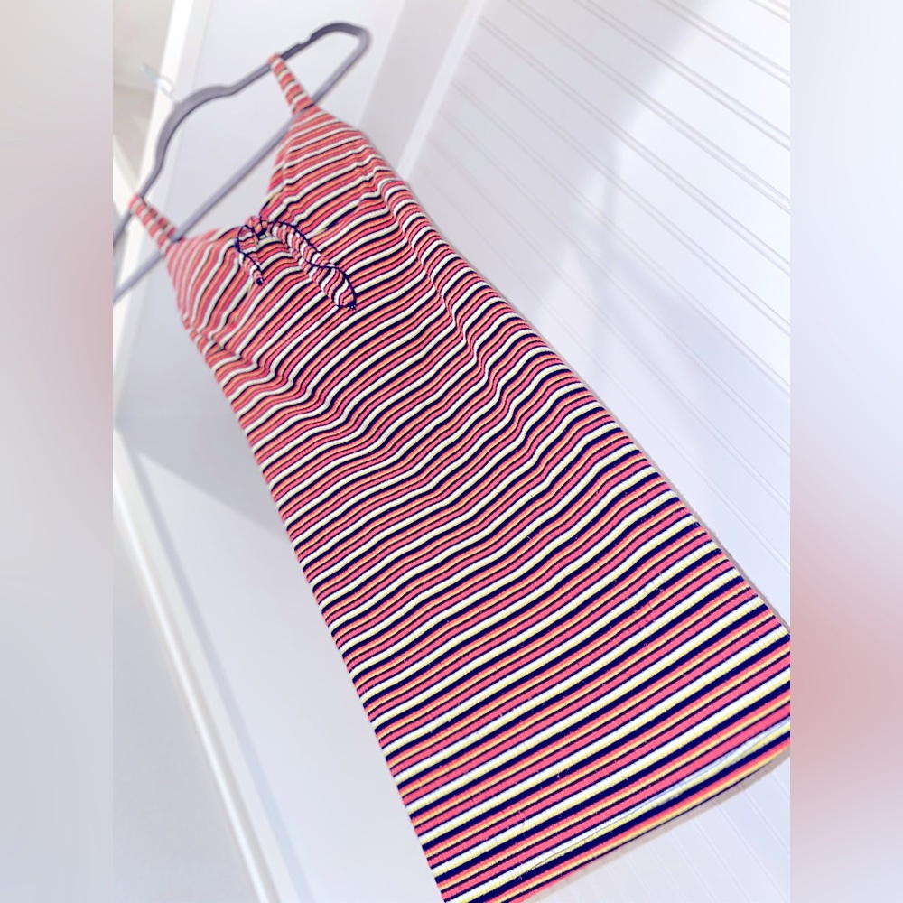 Striped Tie Top Keyhole Spaghetti Strap Dress